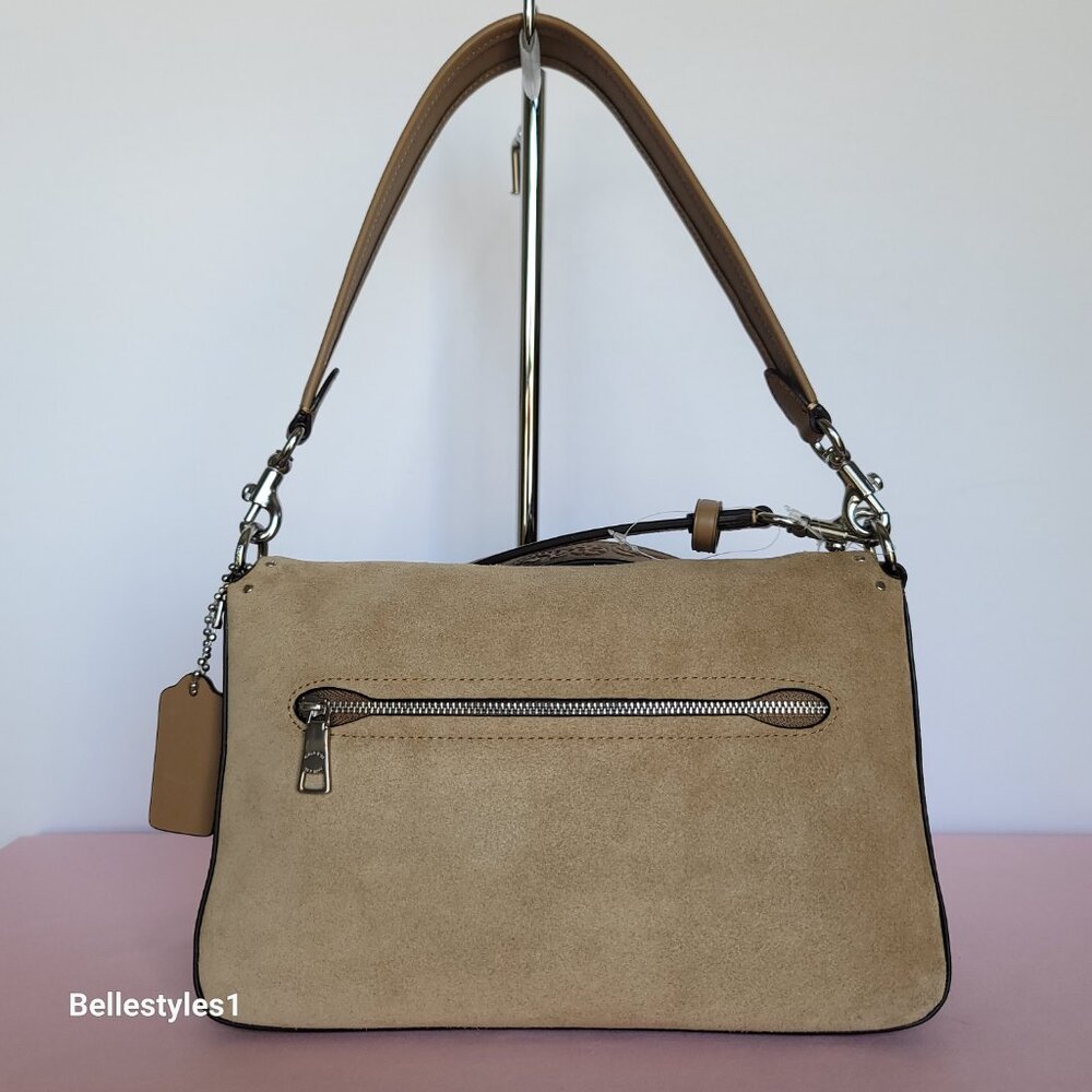 COACH Tabby Soft Suede & Leather Shoulder Bag With Rivets And Tooling- Peanut⭐ - Picture 7 of 16